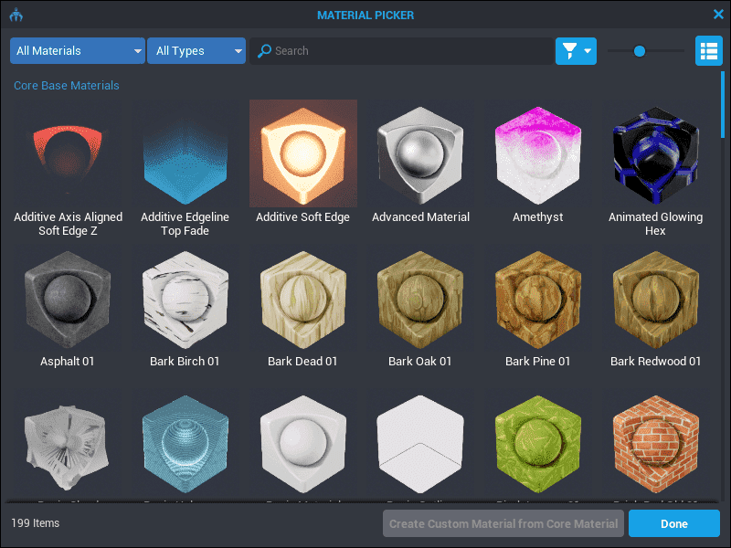 Materials Screenshot Materials