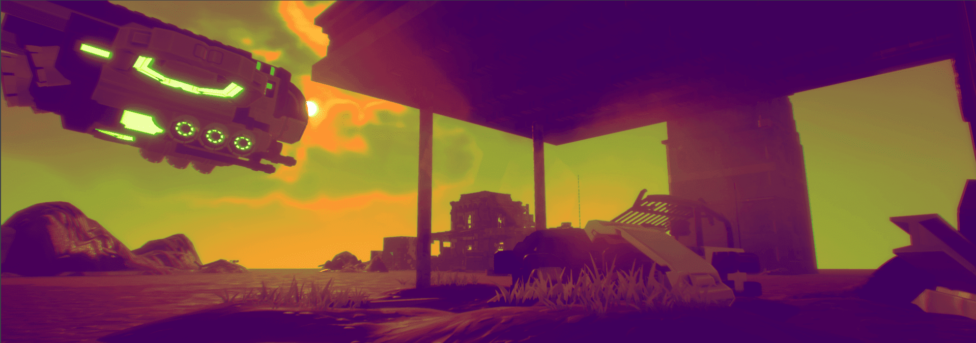 Using the Radioactive Trip Sky by Dracowolfie on CC. Radioactive Post Process